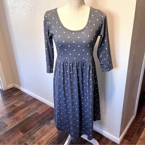 BBHoping Polka Dot Gray Knee Length Dress - 3/4 Sleeve - Size S - NWT Maternity